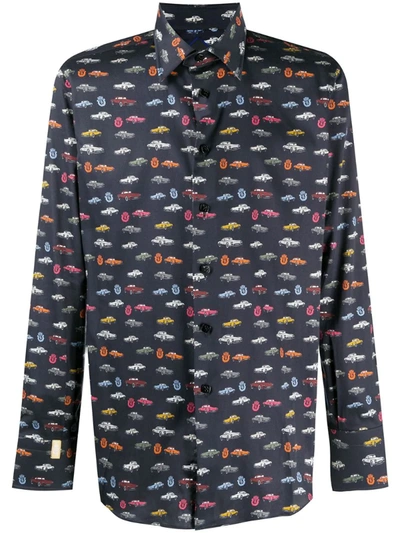 Billionaire Milano Cars Racing Print Shirt In Black