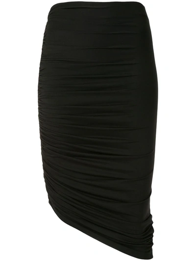 Alix Nyc Langston Asymmetric Ruched Stretch-jersey Skirt In Black