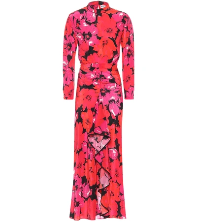 Rixo London Dani Open-back Ruffled Floral-print Silk Midi Dress In Red