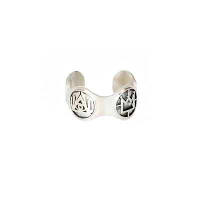 Serge Denimes Sterling Silver Ring With Symbol Embellishment In Symbolic