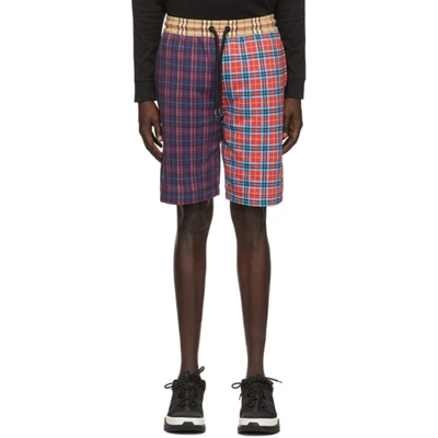 Burberry Multicolor Patchwork Check Drawcord Shorts In Multicolour