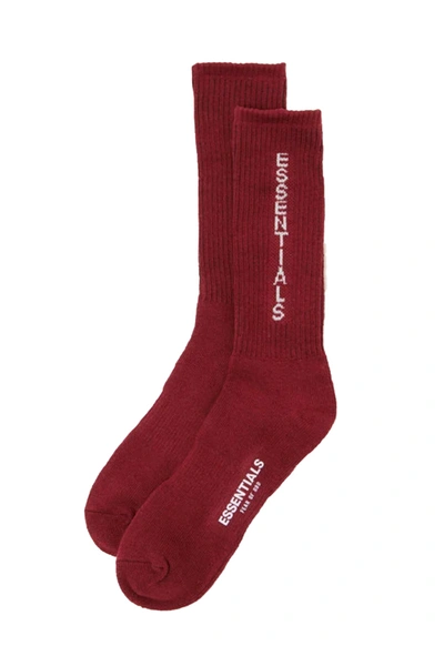 Pre-owned Fear Of God  Essentials Graphic Socks Burgundy
