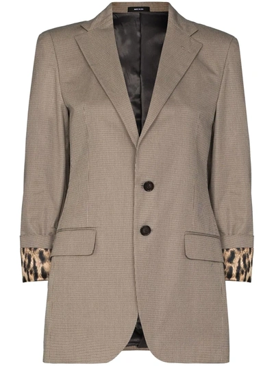R13 Houndstooth-pattern Single-breasted Blazer In Brown