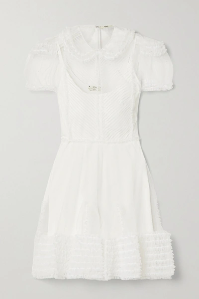 Fendi Layered Tulle And Knitted Mini Dress In White