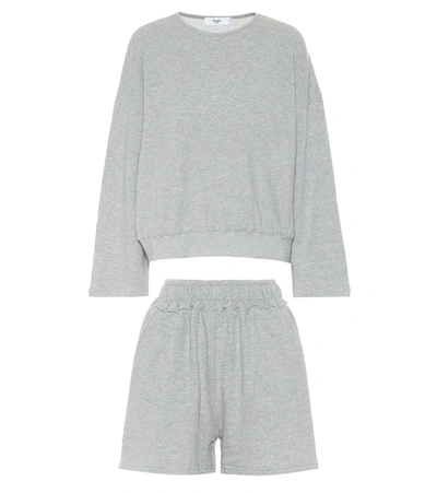 The Frankie Shop Jaimie Oversized Cotton-jersey Sweatshirt And Shorts Set In Grau
