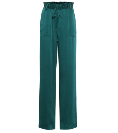 Tom Ford High-waisted Wide-leg Trousers In Green