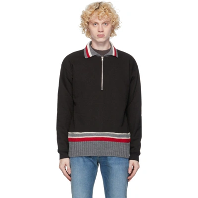 トップス 2017AW MAISON MARGIELA half zip knit M Maison Margiela Black Knit Trim Half-zip Sweatshirt | ModeSens