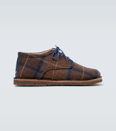 Undercover Checked Derby Shoes In Brown