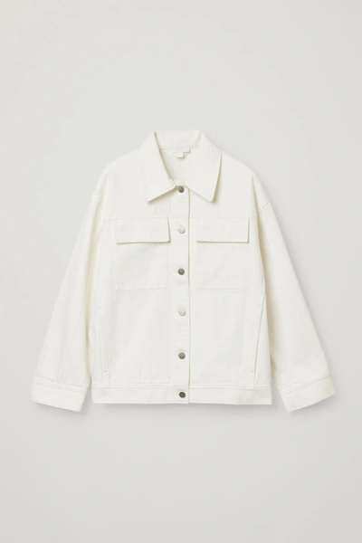 Cos Organic Cotton Utility-style Denim Jacket In White