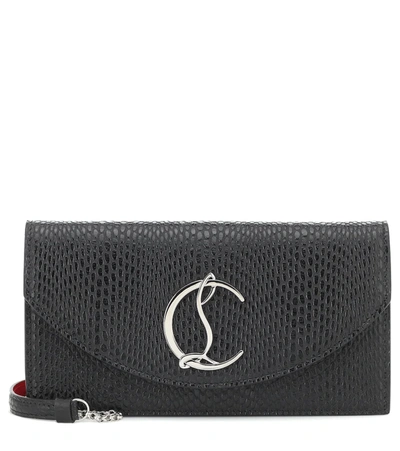 Christian Louboutin Loubi54 Lizard-embossed Leather Clutch In Obscur Silver