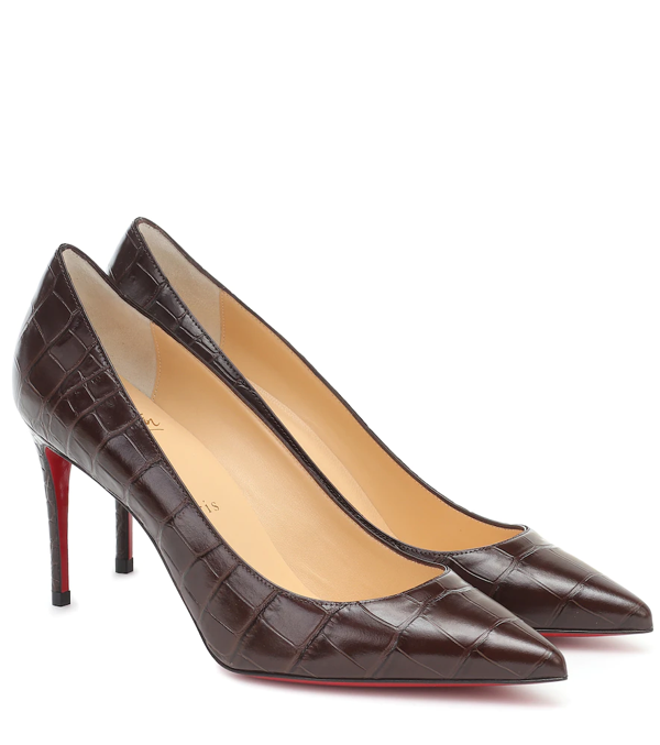 Christian Louboutin Kate 85 Crocodile-effect Leather Pumps In Brown |  ModeSens
