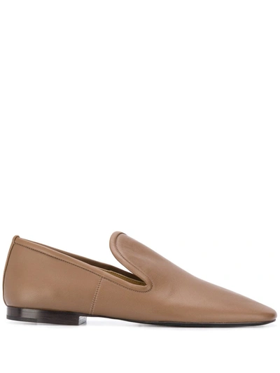 Lemaire Nappa-leather Loafers In Khaki Brown
