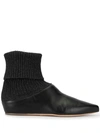 Gabriela Hearst Rocia Leather And Cashmere Sock Boots In Black