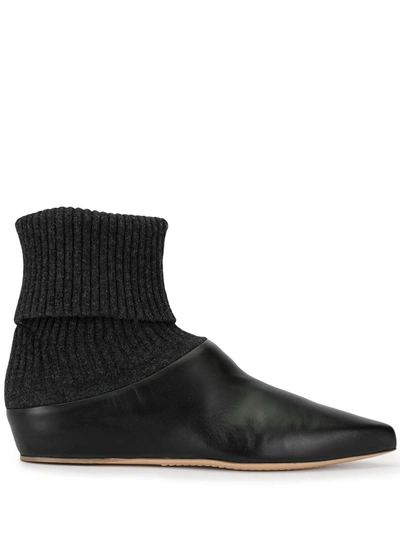 Gabriela Hearst Rocia Leather And Cashmere Sock Boots In Black