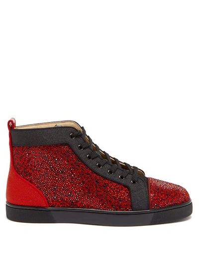 Christian Louboutin Men's Louis Orlato Flat Glitter High-top Trainers In Version