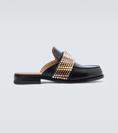 Christian Louboutin Bille En Tete Spiked Backless Leather Loafers In Black