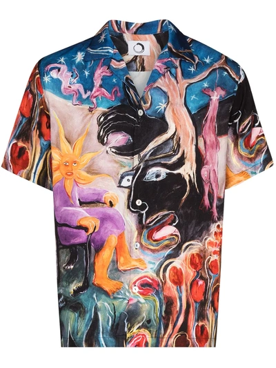 Endless Joy Abstract-print Cuban-collar Twill Shirt In Multicolour