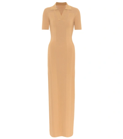 Jacquemus Open-back Ribbed-knit Maxi Dress In Yellow