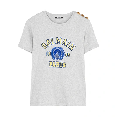 Balmain Grey Printed Cotton T-shirt