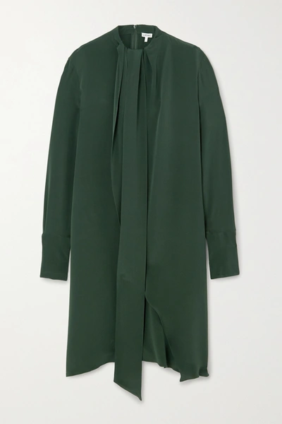 Loewe Lavalliere Green Silk Crepe De Chine Dress