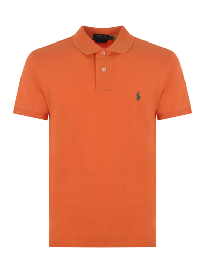 Polo Ralph Lauren Logo Embroidered Polo Shirt In Arancio