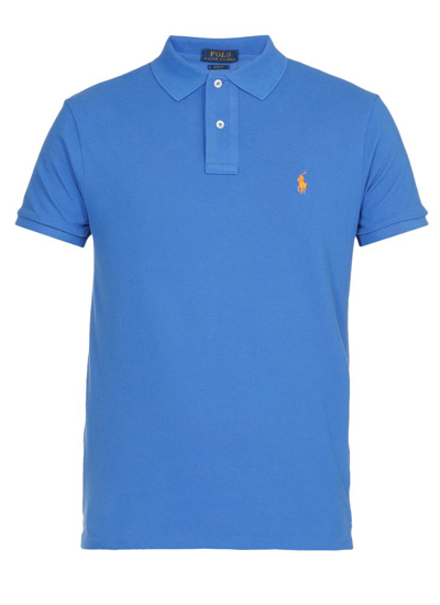 Polo Ralph Lauren Logo Embroidered Polo Shirt In Blu