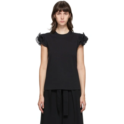 See By Chloé See By Chloe Black Frill T-shirt In 001 Black