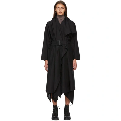 Issey Miyake Black Paper Like Tricot Coat In 15 Black