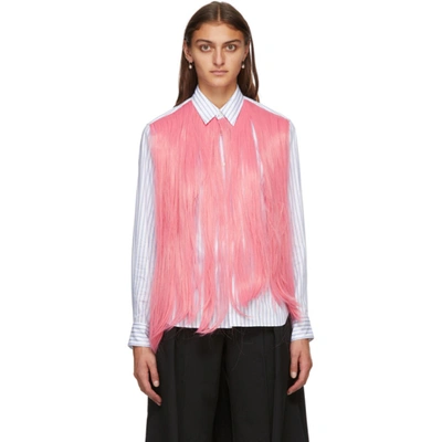 Comme Des Garçons Homme Deux White & Pink Hair Shirt In 2