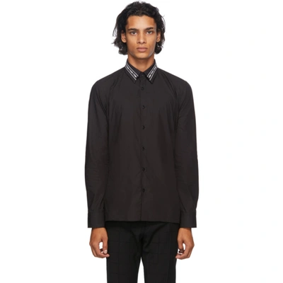 Fendi Embroidered Logo Tape Button-up Shirt In Black