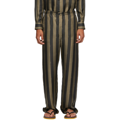 Fendi Brown Striped Pyjama Trousers In Multicoloured