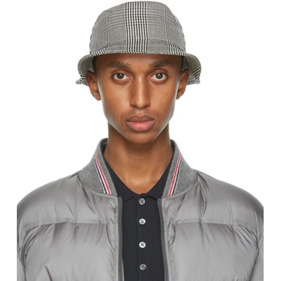 Thom Browne Black And White Check Bucket Hat In 980 Blk/wht