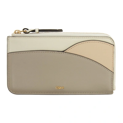 Chloé Chloe Grey And Taupe Walden Zip Card Holder In 089 Pastelg