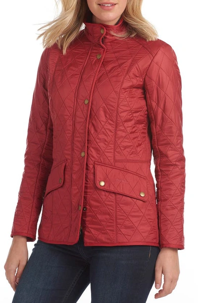 Barbour Cavalry Diamond Quilted Jacket In Deep Claret