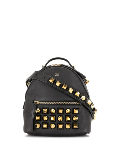 Pre-owned Fendi Oversized Stud Crossbody Bag In Black