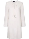 Paule Ka Long Sleeve Woven Mini Dress In Neutrals