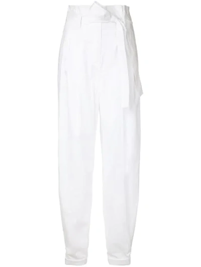Paule Ka High Waist Woven Pants In White