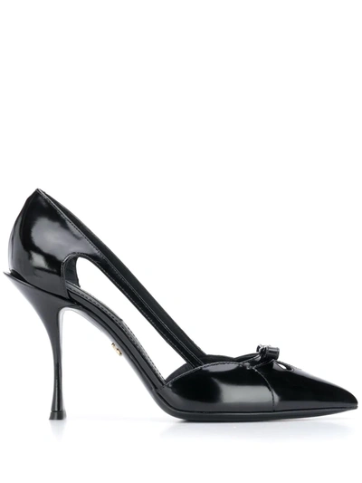 Dolce & Gabbana Patent Bow Pumps In Black