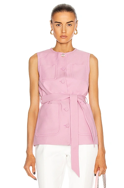 Gucci Sleeveless Belted Vest In Lilac Rose & Mix