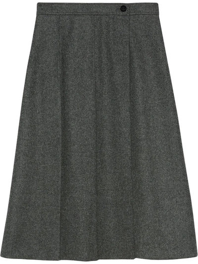 Gucci Pleated Wool Flannel Skirt In Grey Mélange