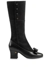 Gucci Women's Mid-heel Boot With Crystal Bow In Black