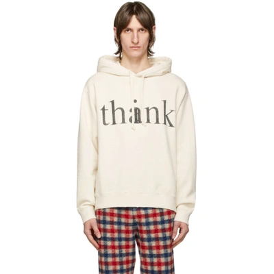Gucci 'think/thank' Print Hooded Sweatshirt In Off White | ModeSens