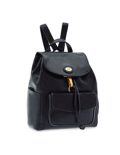 The Bridge Handbags Story Donna Genuine Leather Backpack W/front Pocket In Black