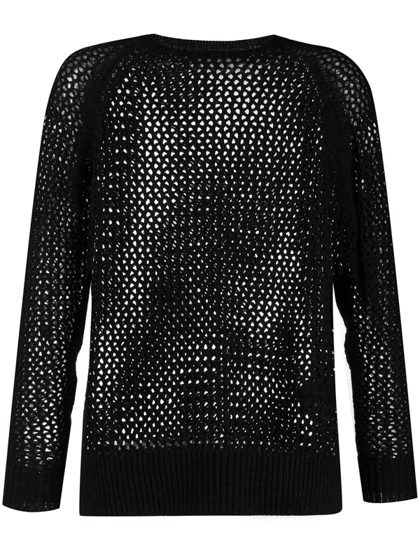 Allsaints Mesh Crewneck Sweater In Black | ModeSens