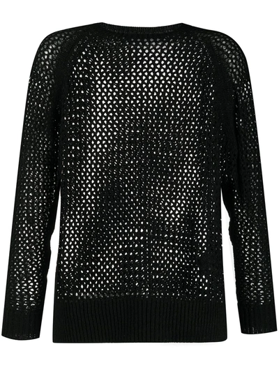 Allsaints Mesh Crewneck Sweater In Black
