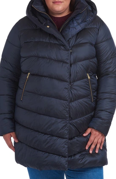 Barbour Plus Orchy Hooded Quilted Coat In Dark Navy