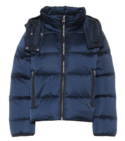 Tory Sport Tory Burch Cropped Performance Satin Down Jacket In Tory Navy