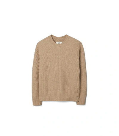 Tory Sport Tory Burch Ribbed Merino Sweater In Natural Heather