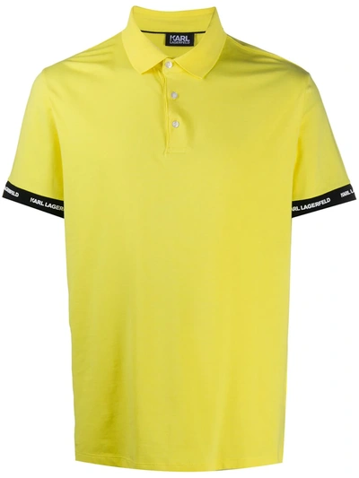 Karl Lagerfeld Logo Embroidered Polo Shirt In Yellow
