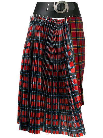 Chopova Lowena Check Asymmetric Skirt In Red